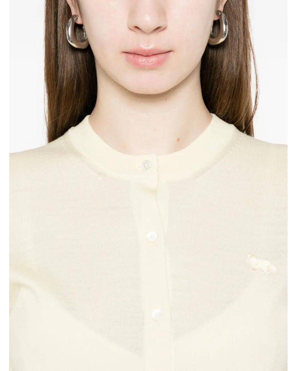 Maison Kitsuné White Logo-Patch Cardigan