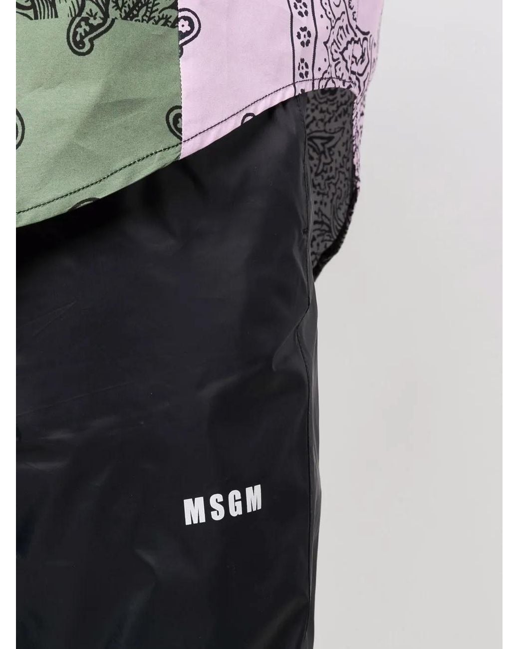 MSGM Blue Logo Print Trousers for men