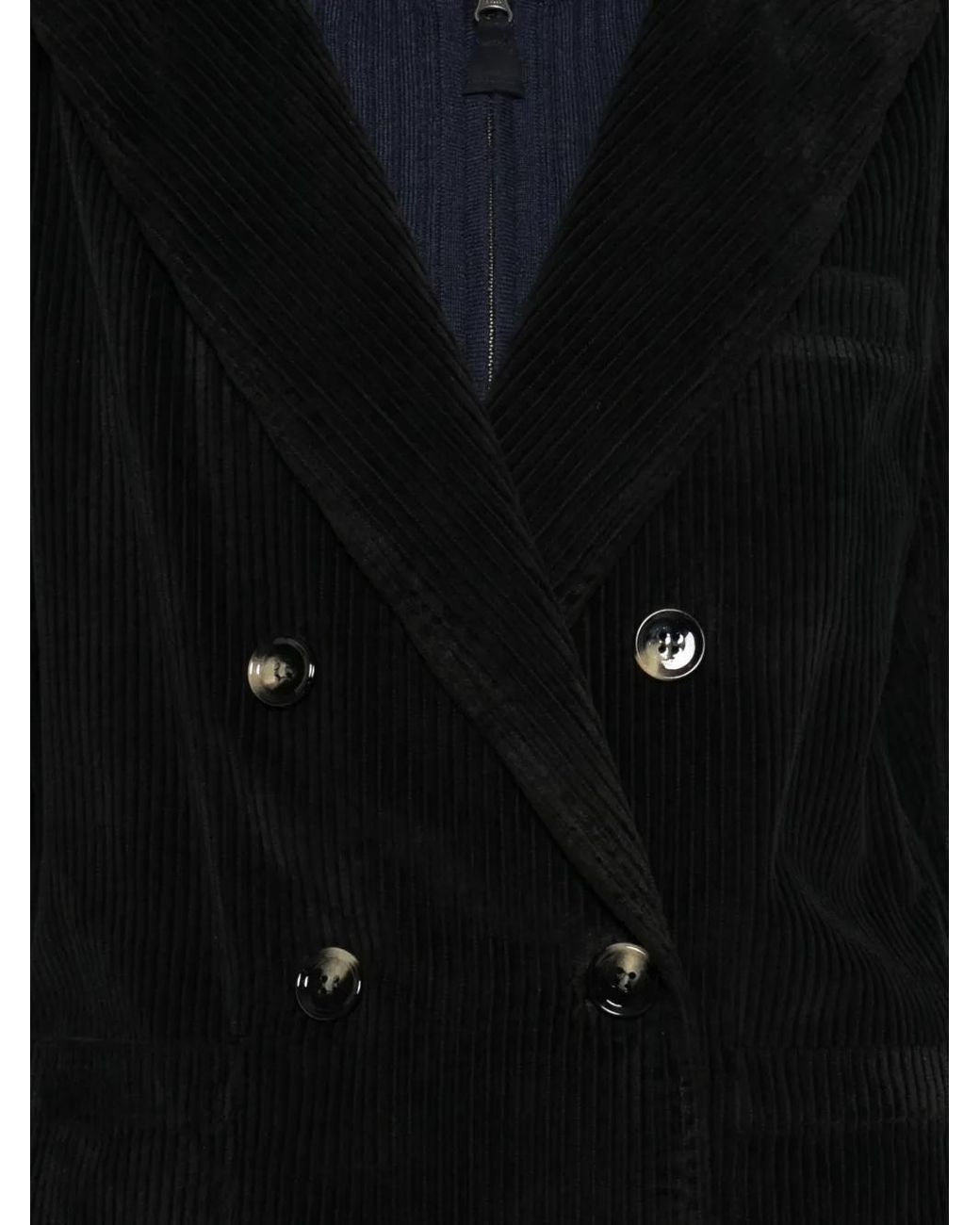 TRUE AVENUE Black Corduroy Double-Breasted Blazer
