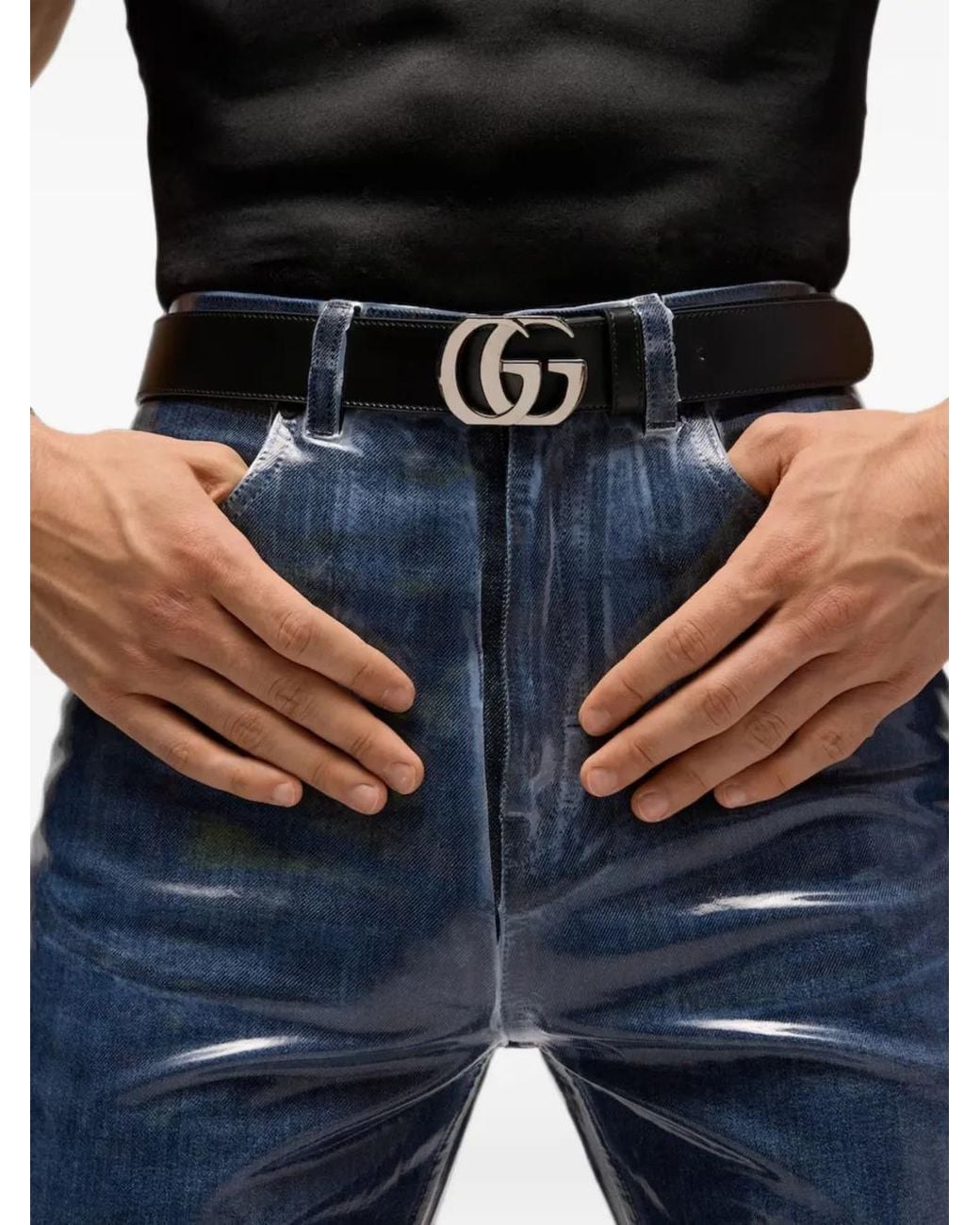 Gucci White Cut Gg Marmont Belt for men