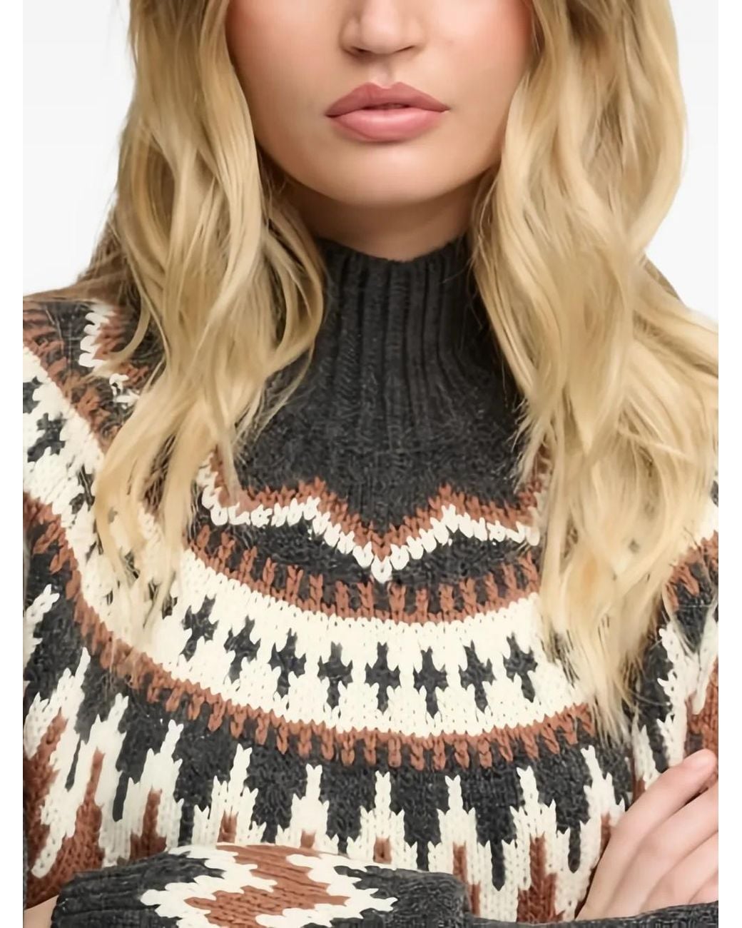 Superdry Black Fairisle High-Neck Sweater