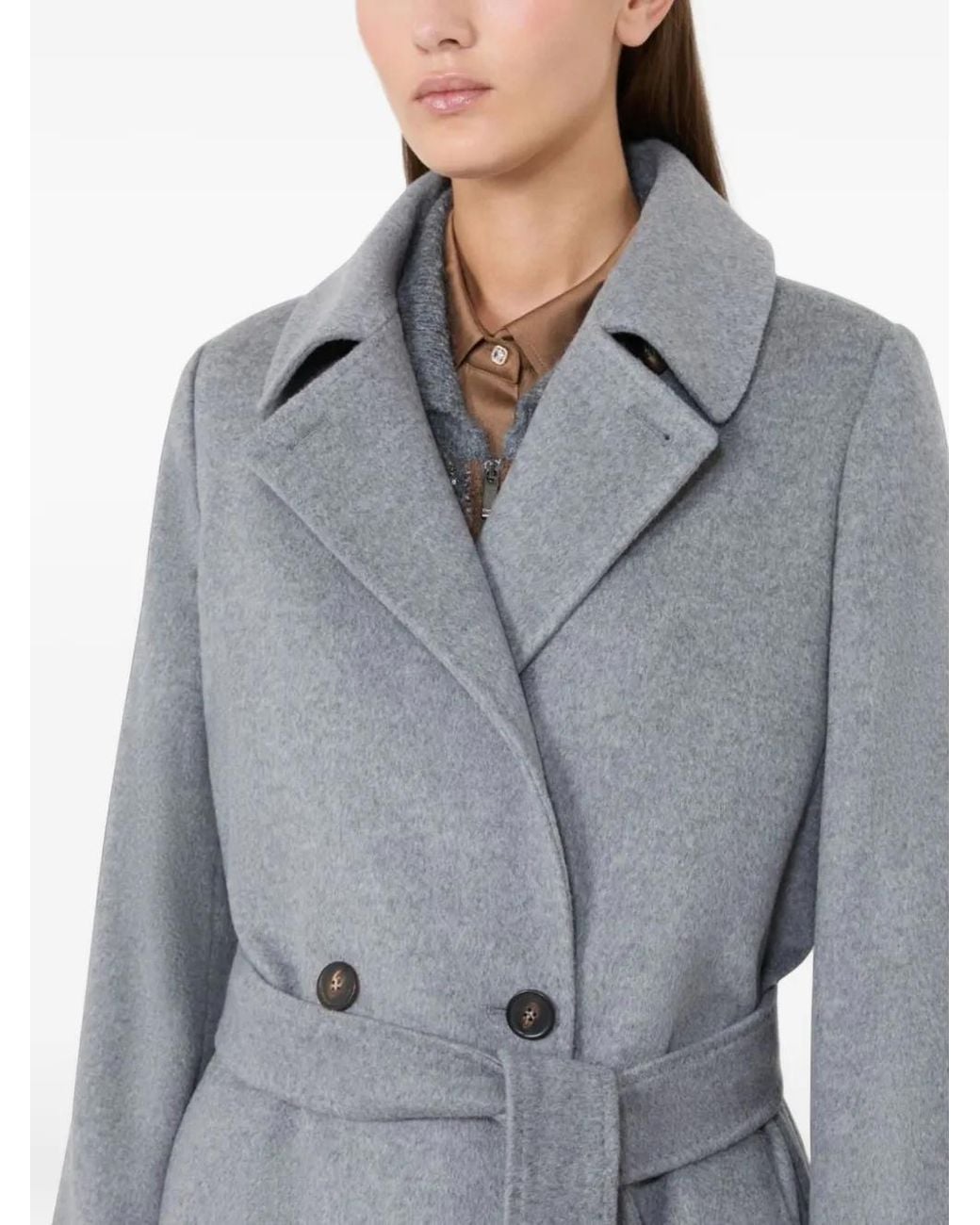 Max Mara Gray Double-Breasted Wool Coat