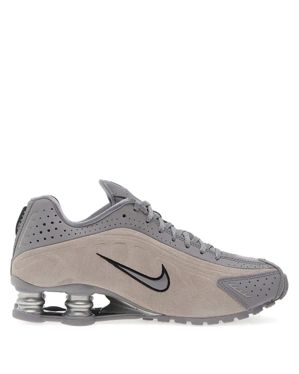 Nike Gray Shox R4 Lace-Up Sneakers