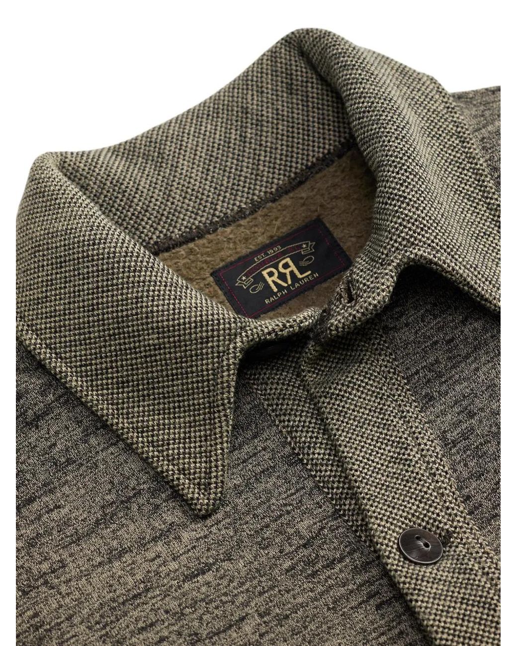 RRL Green Cardigan En Coton À Boutonnière for men