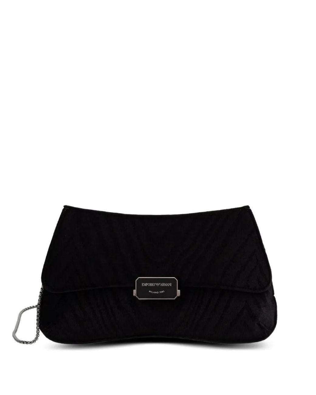 Emporio Armani Black Logo-Plaque Chain-Strap Cross Body Bag
