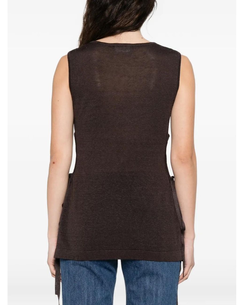 P.A.R.O.S.H. Black Side-Ties Knitted Vest