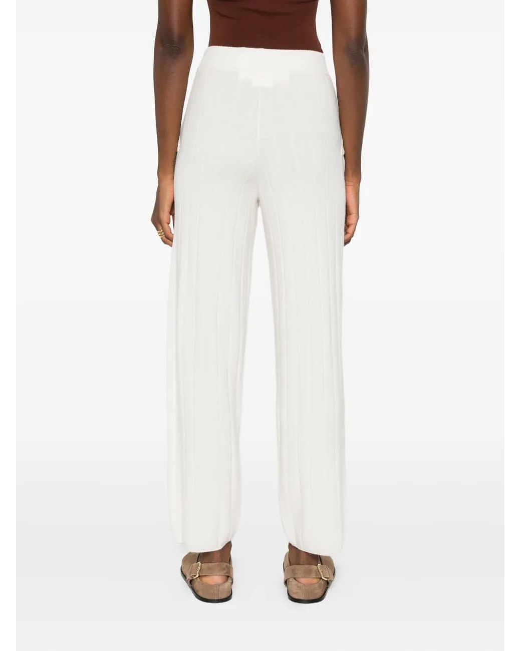 Max Mara Ribgebreide Broek in het White