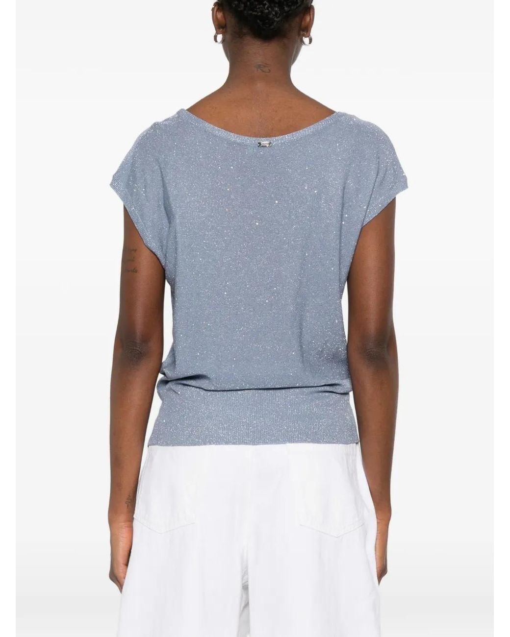 Herno Blue Sequin-Embellished Top