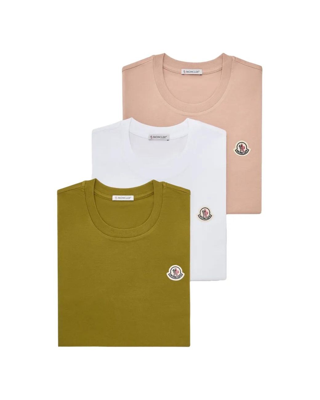 Moncler Green Lot De Trois T-Shirts À Patchs Multicolores