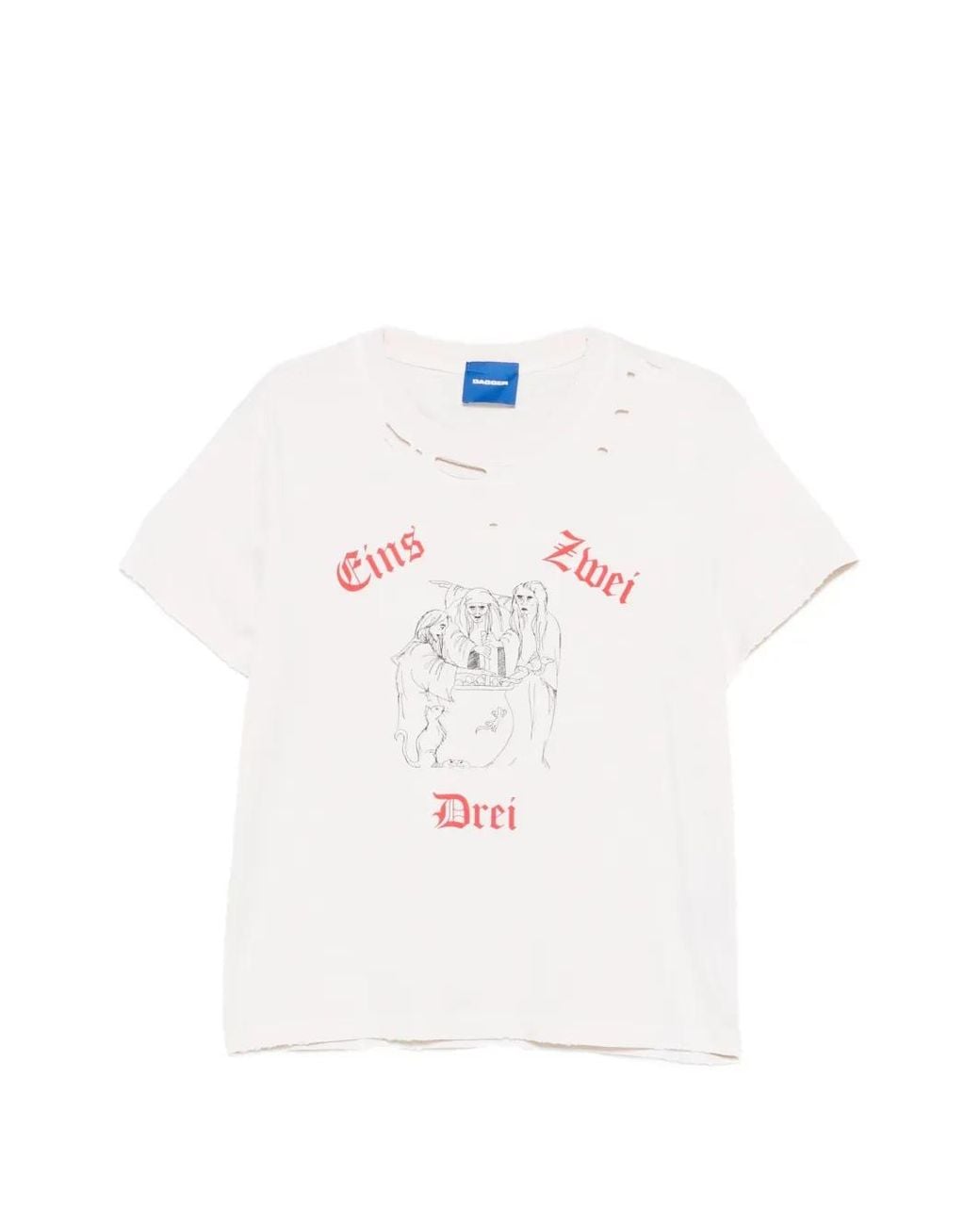 DAGGER White Distressed Graphic-Print T-Shirt for men