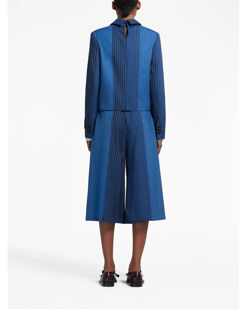 Marni Blue Pinstripe-Pattern Virgin Wool Jacket