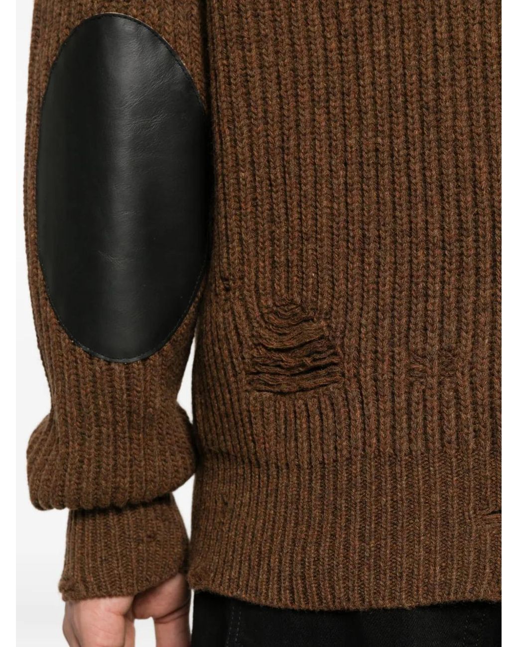 MM6 by Maison Margiela Brown Zip-Front Frayed Cardigan for men