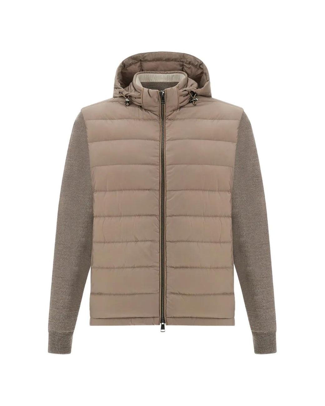 Paul & Shark Brown Quilted-Down Panelled Jacket for men