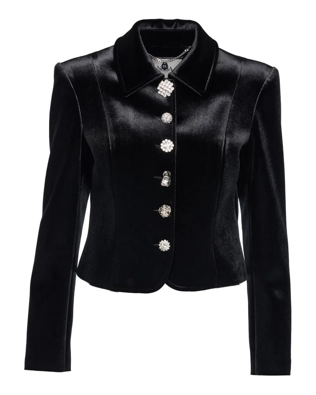 Nissa Black Jewel-Buttons Jacket
