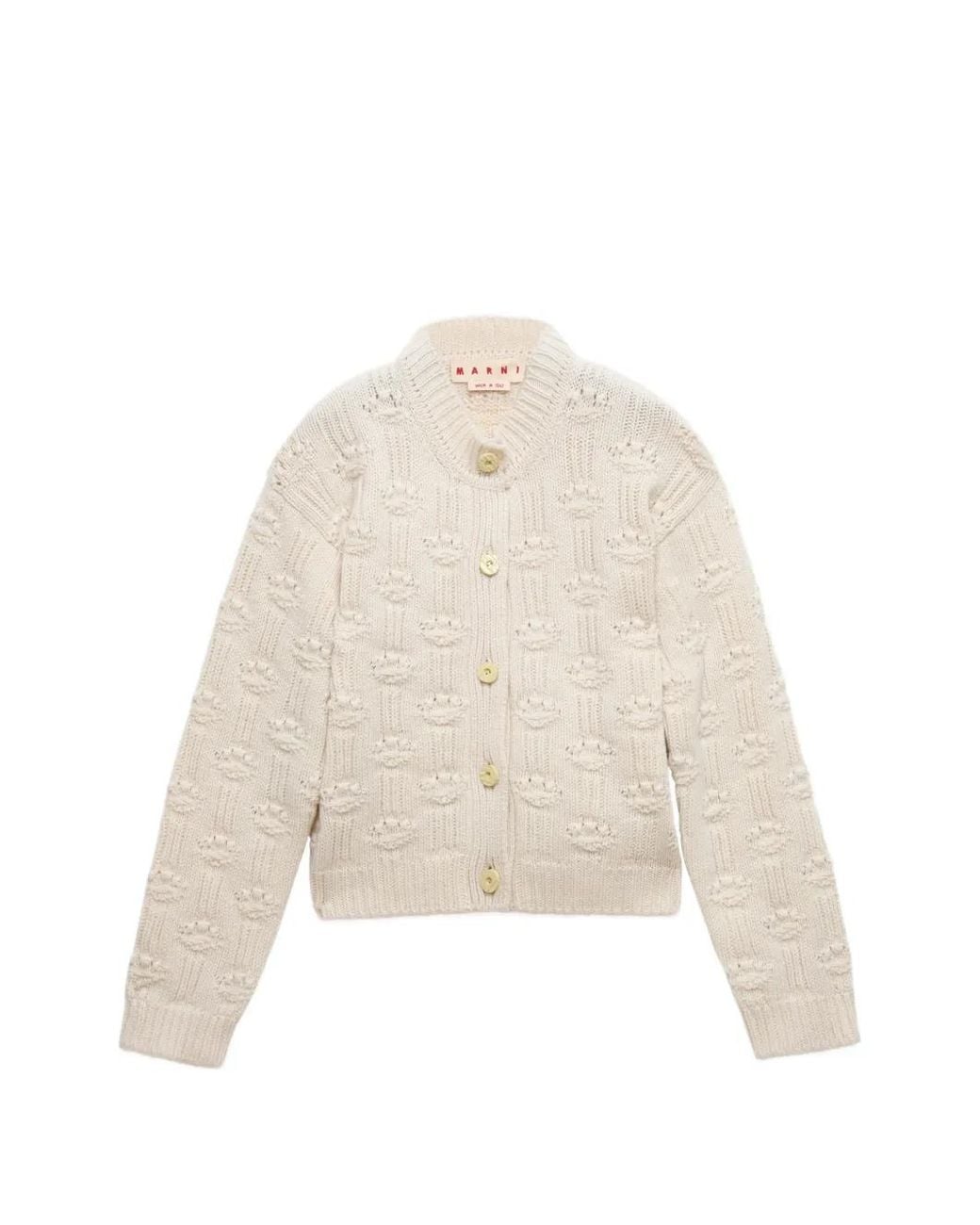 Marni Natural Fisherman Wool Cashmere Cardigan
