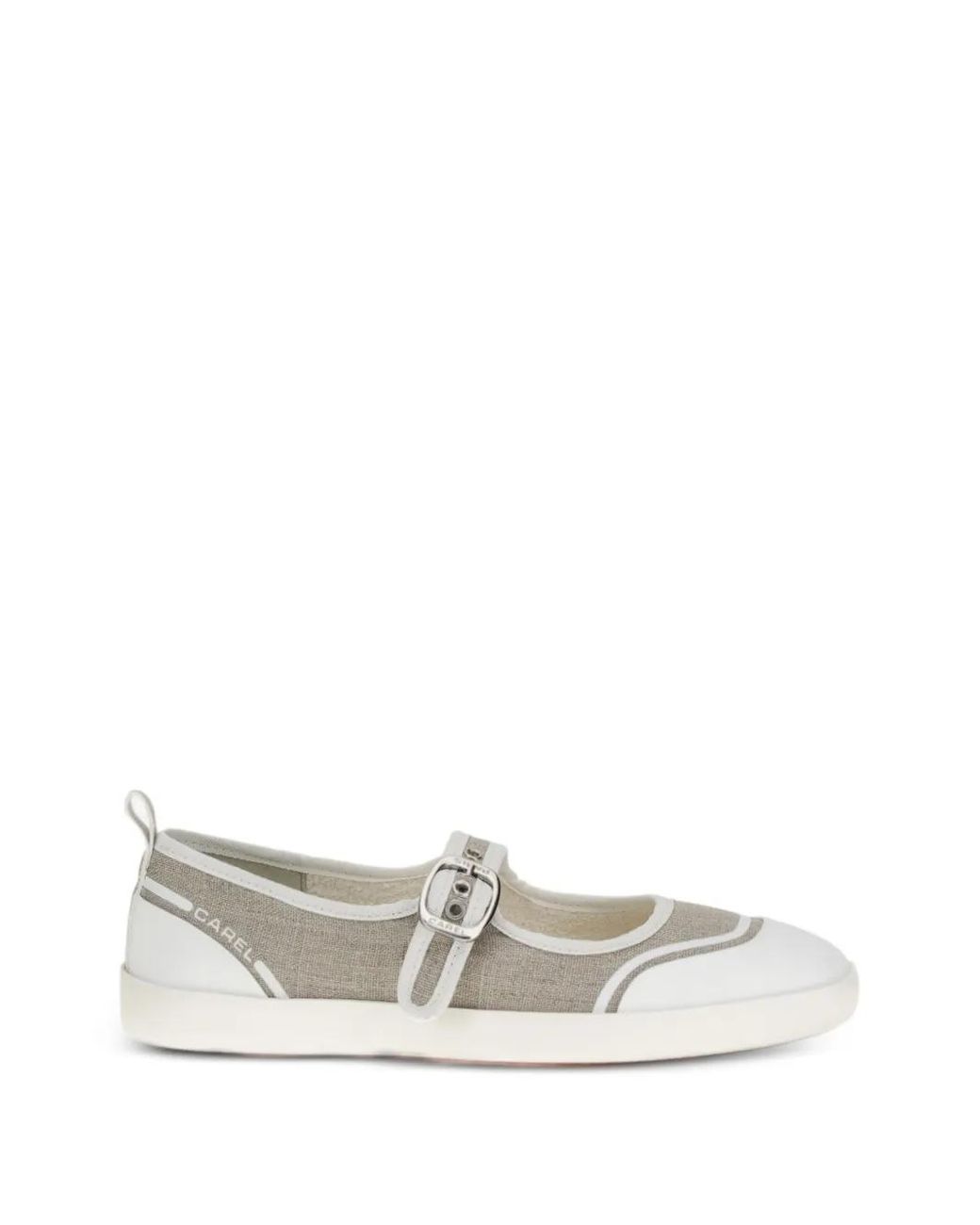 CAREL PARIS White Costa Buckled Ballet Flats
