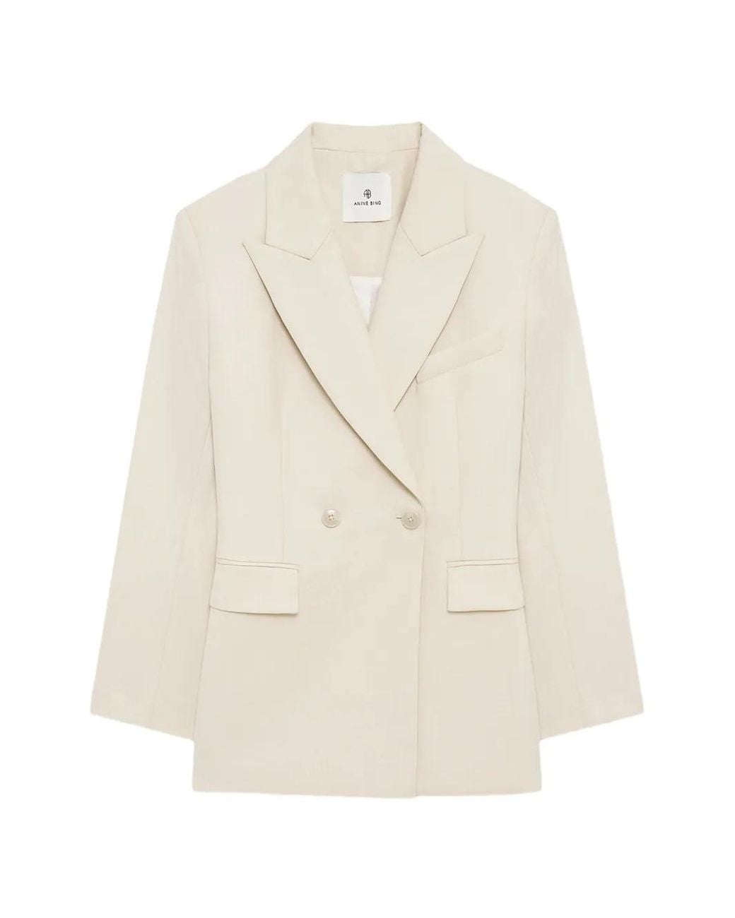 Anine Bing White Tiphaine Natural Crossed Blazer