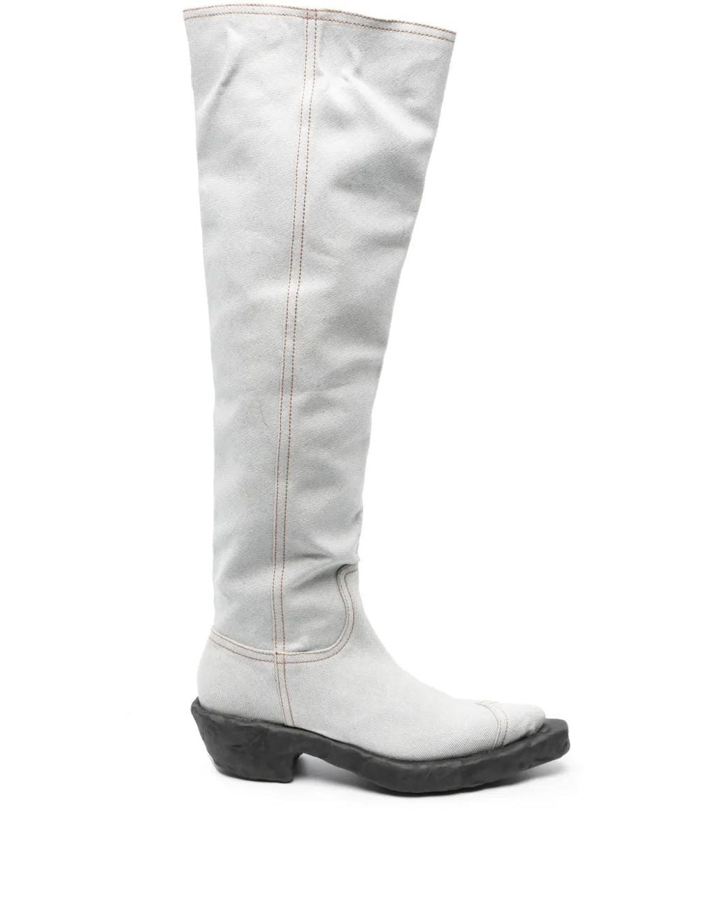 CAMPERLAB White Venga Denim Knee-High Boots