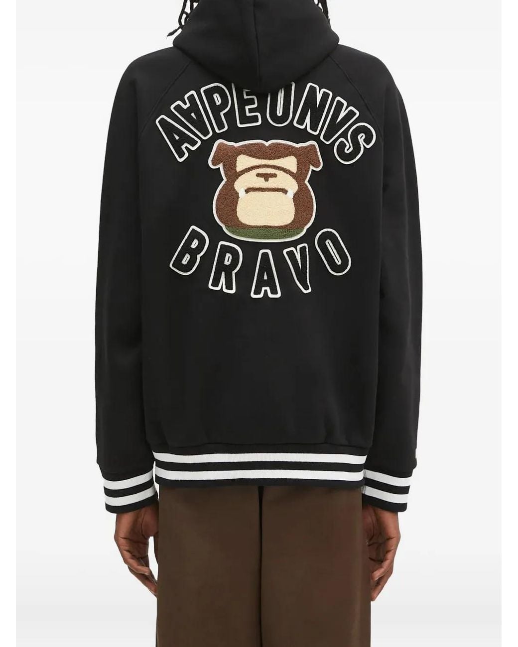 Aape By A Bathing Ape Black Aaper Logo-Patch Hooded Jacket for men