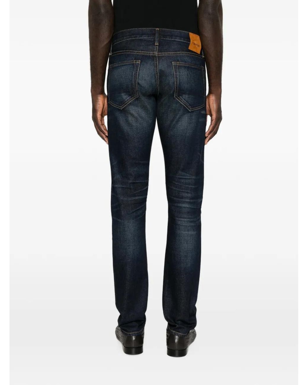 Tom Ford Blue Jeans With Belt Loops And Logo Patch for men