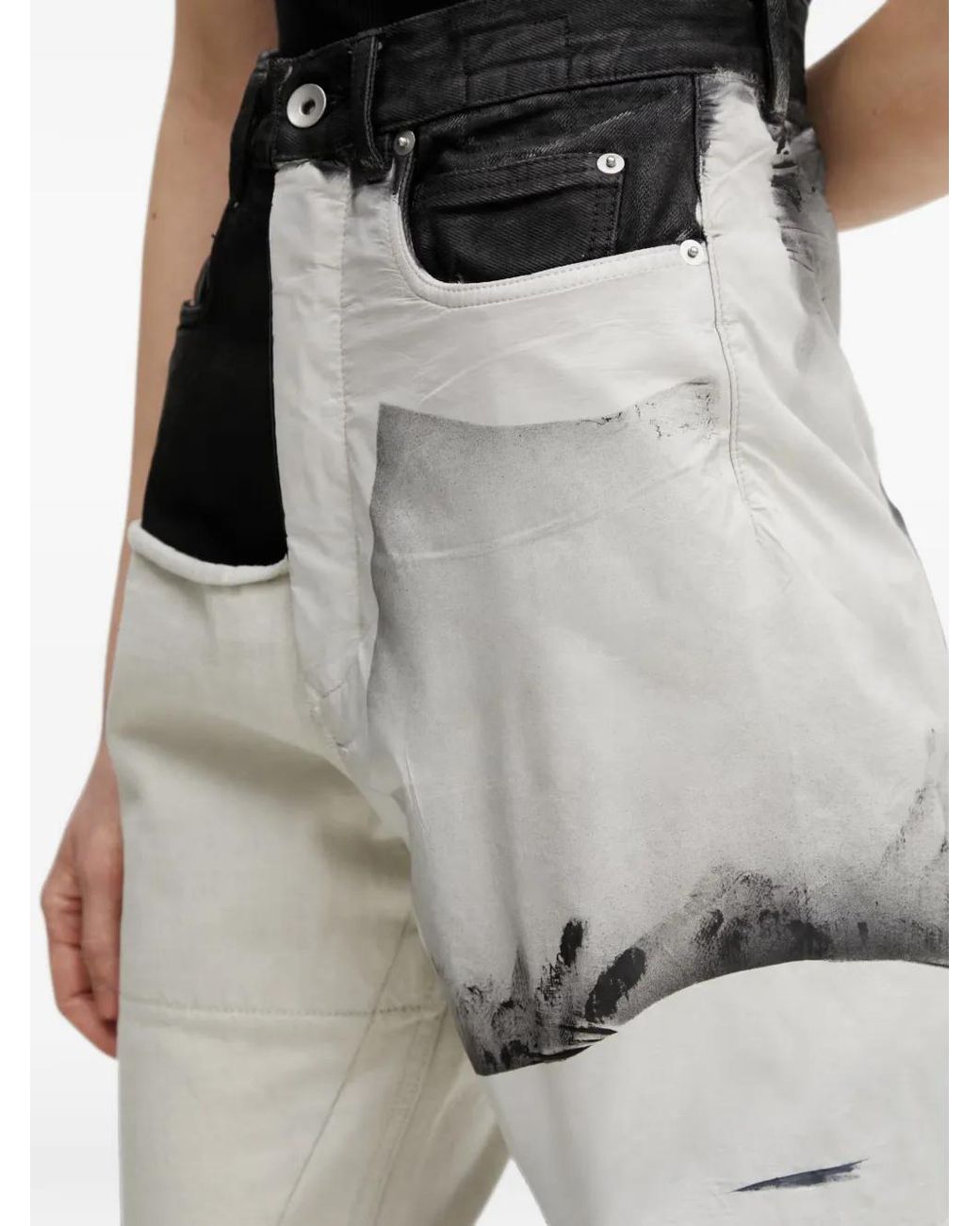Rick Owens Black Patchwork Flared Jeans