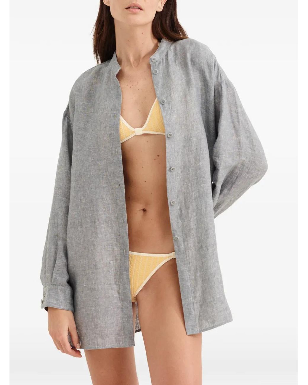 Camisa Con Cuello Mao Eres de color Gray