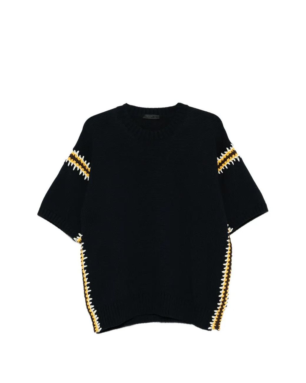 Prada Black Embroidered Cotton T-Shirt for men
