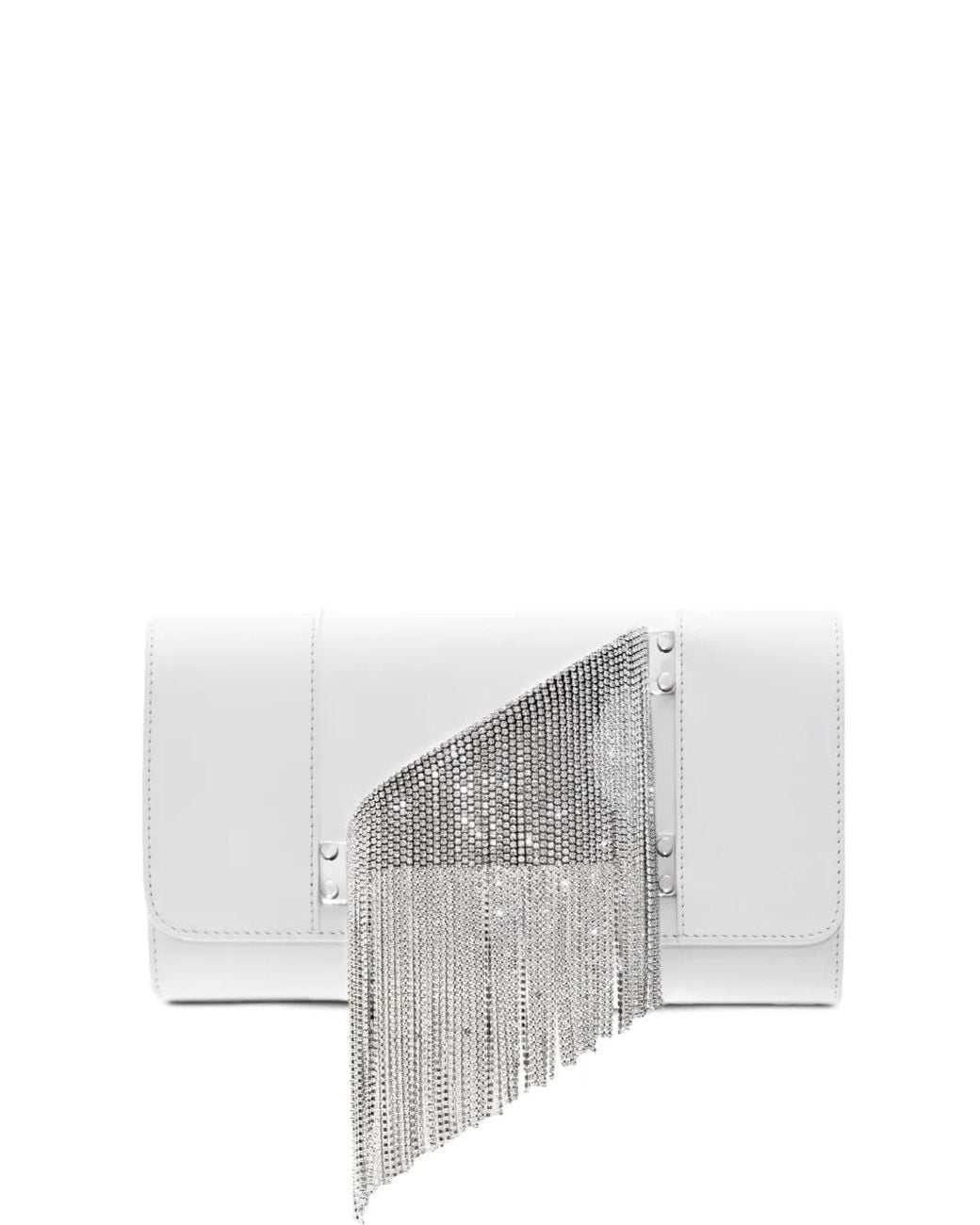 PERRIN Paris White L'Eiffel Cascade Swarovski Crystal-Embellished Clutch Bag