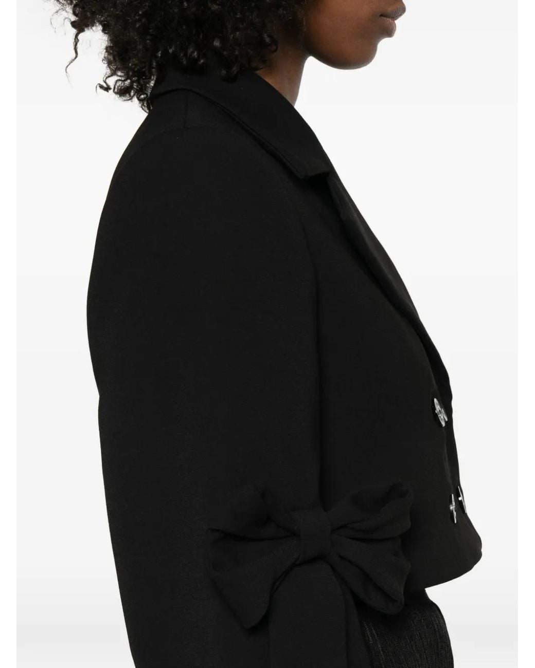 Ganni Black Crepe Cropped Blazer