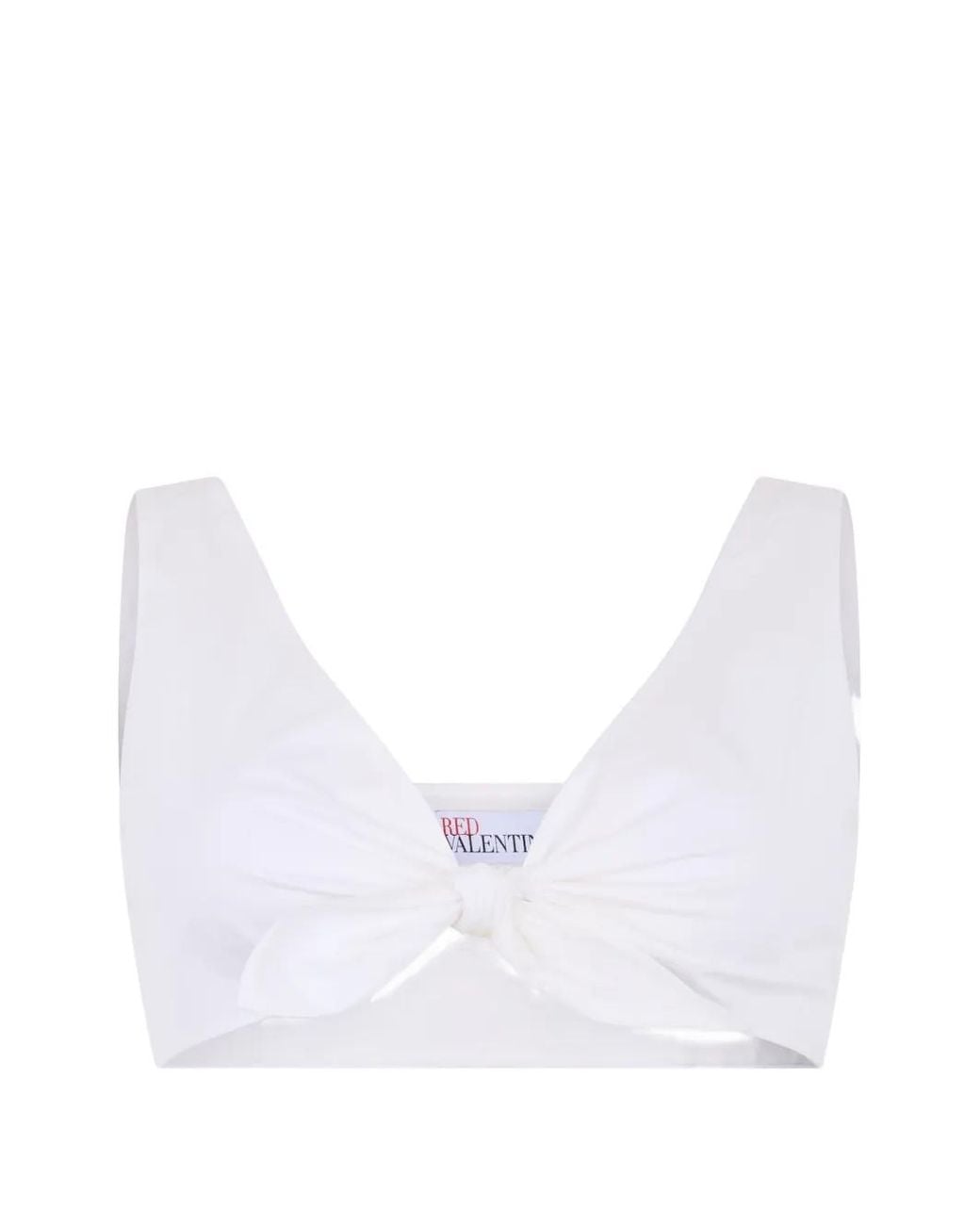 RED Valentino White Knot-Detail Crop Top