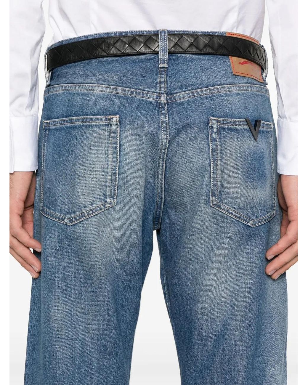 Valentino Garavani Blue Logo-Patch Jeans for men