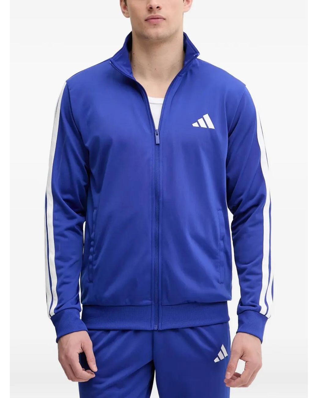 Adidas Blue 3-Stripes Zip-Up Tracksuit for men