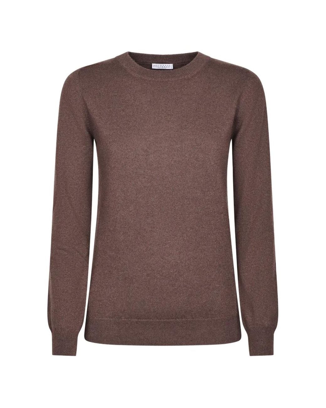 Brunello Cucinelli Brown Cashmere Sweater With Monili