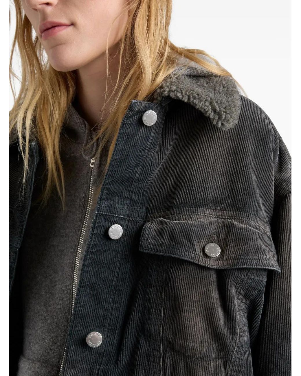 Chaqueta Vaquera De Pana Prada de color Black