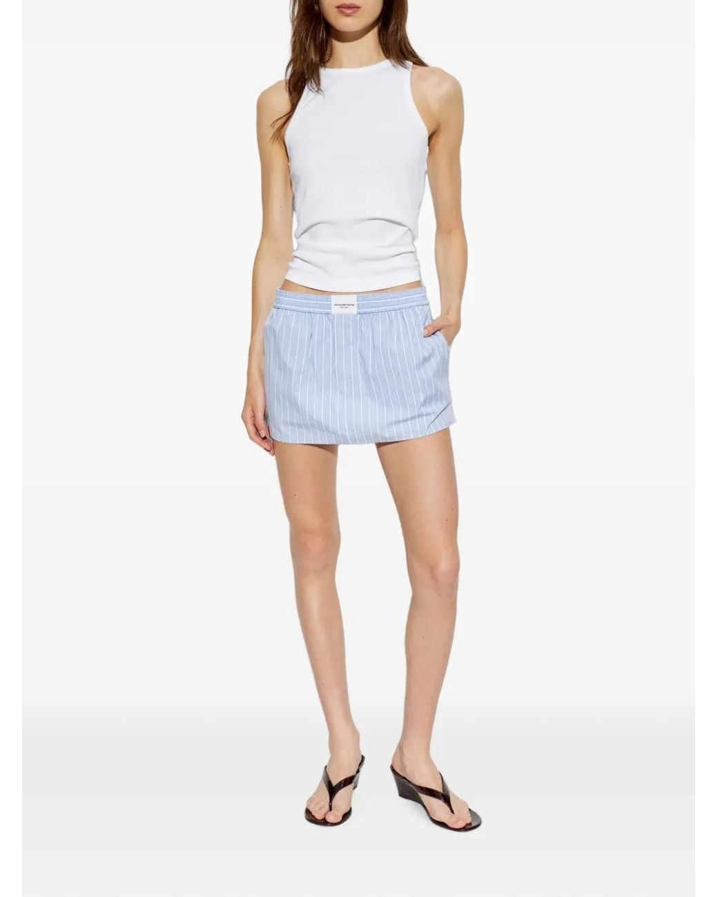 Alexander Wang Blue Minijupe À Patch Logo