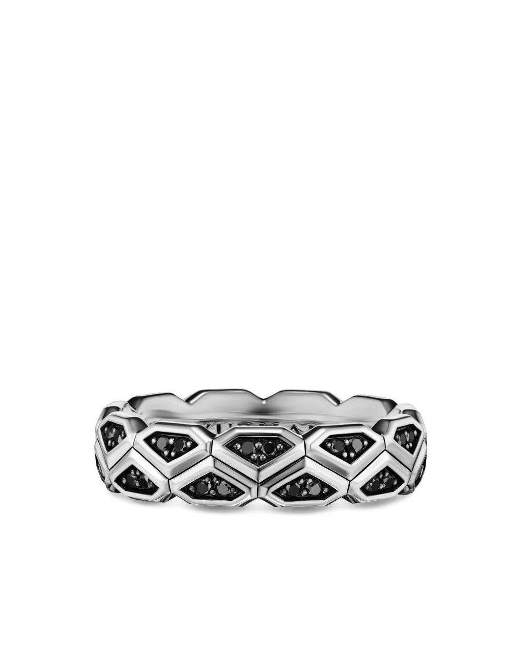 David Yurman White Sterling Hex Diamond Ring for men