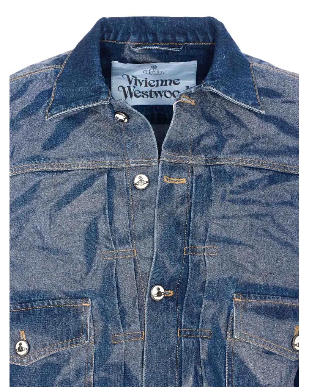 Vivienne Westwood Blue Crinkled-Effect Denim Jacket for men