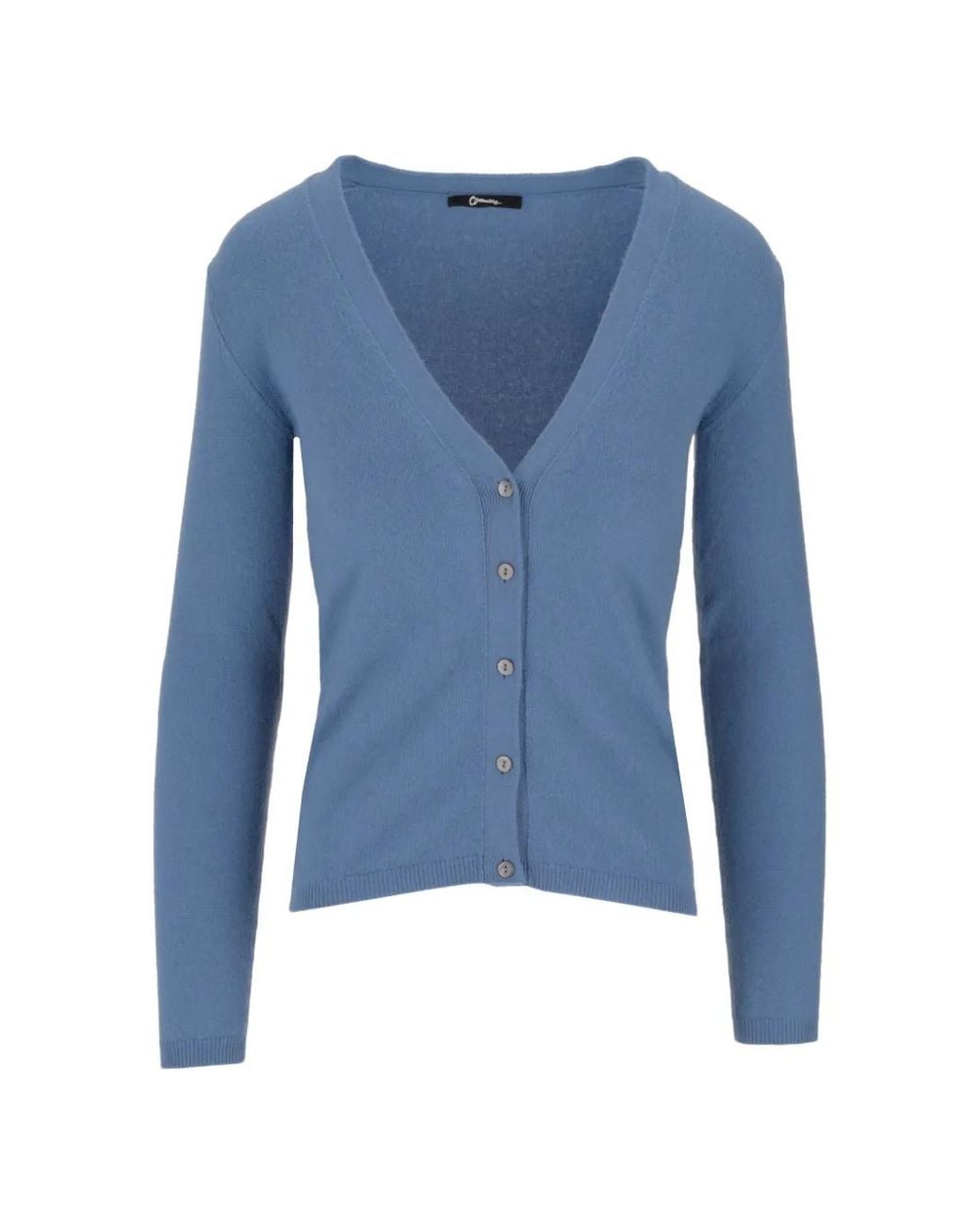 LA ROSE Blue V-Neck Cashmere Cardigan