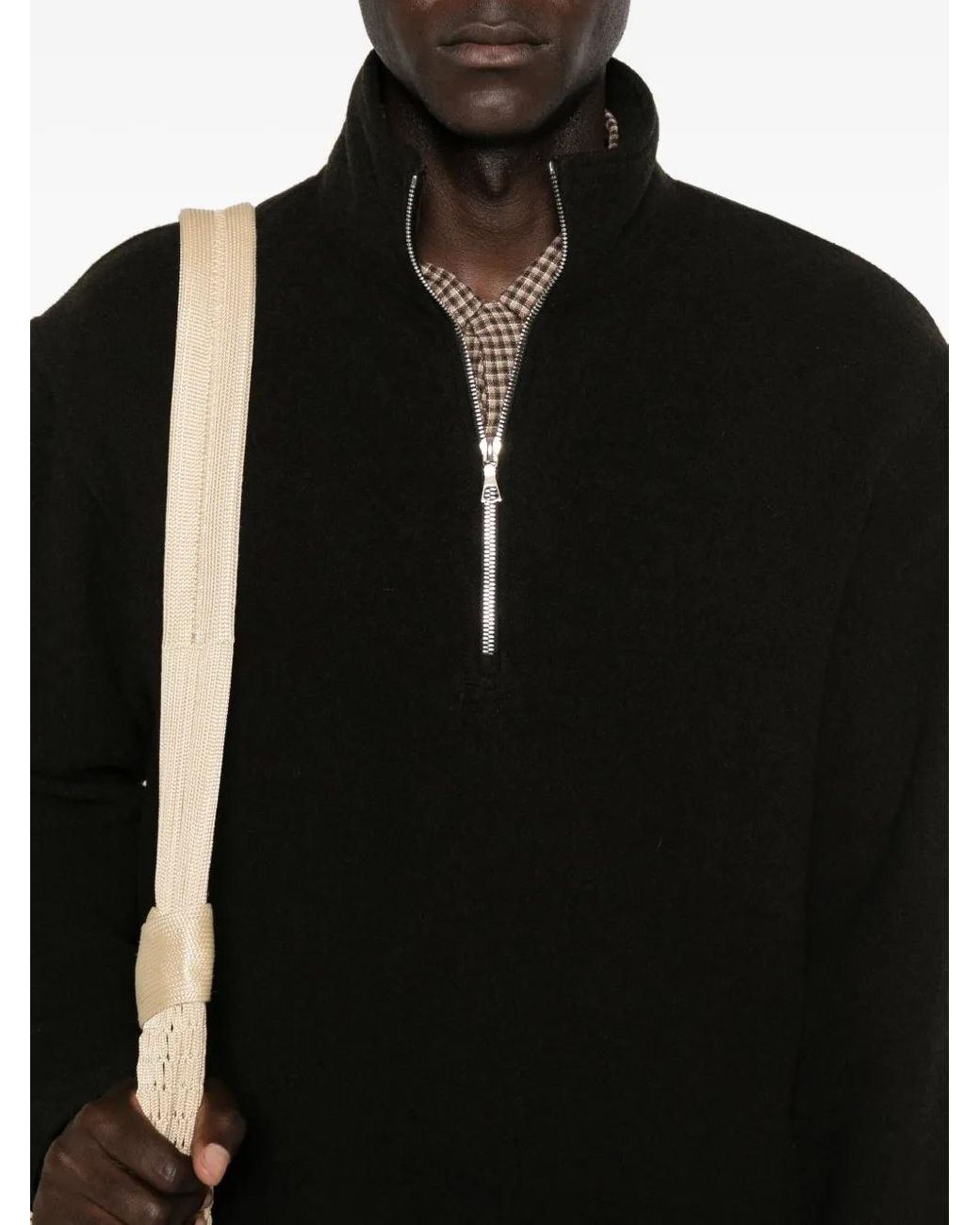 Rier Black Zip-Up Sweater for men