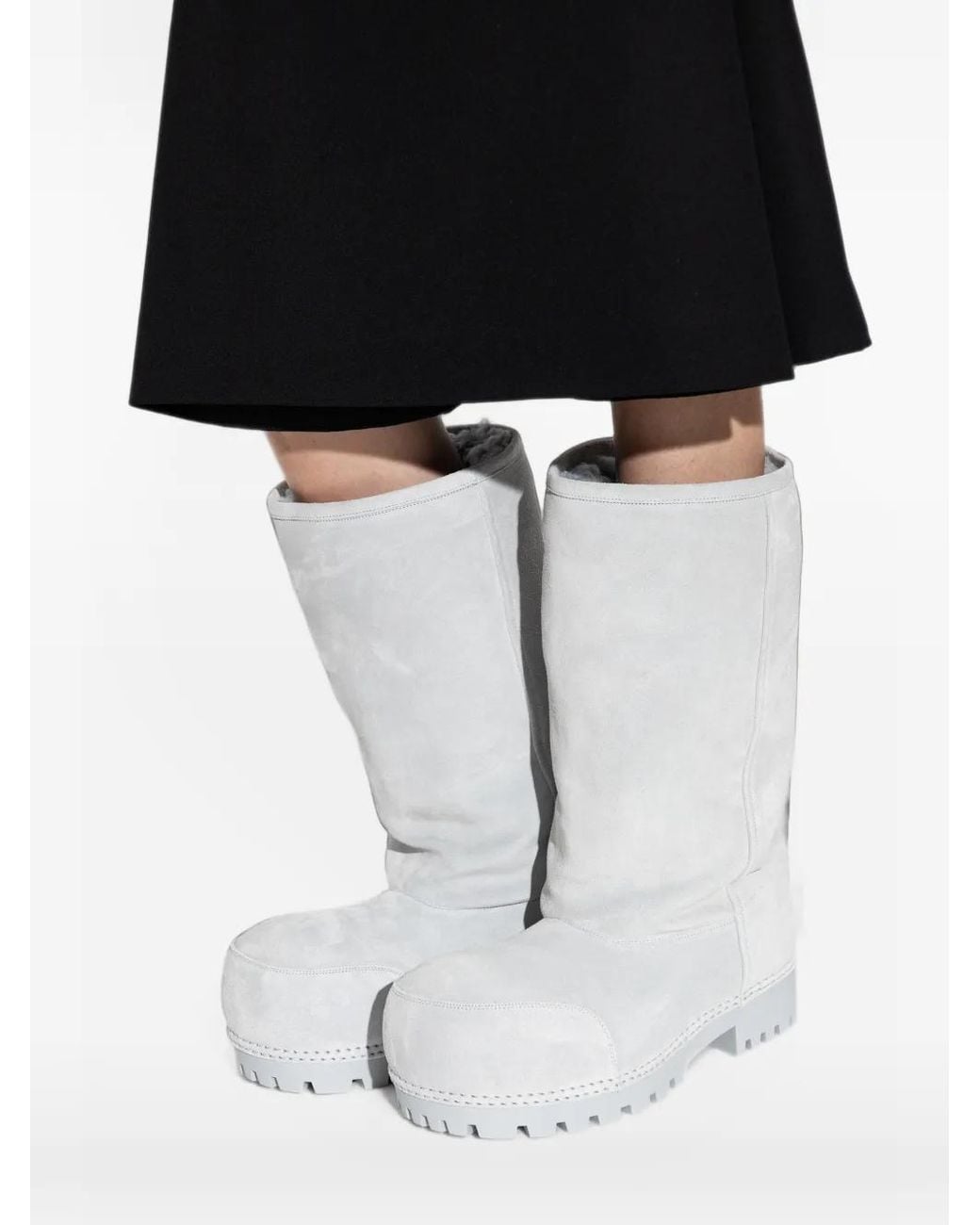 Balenciaga White Alaska Fur High Boots