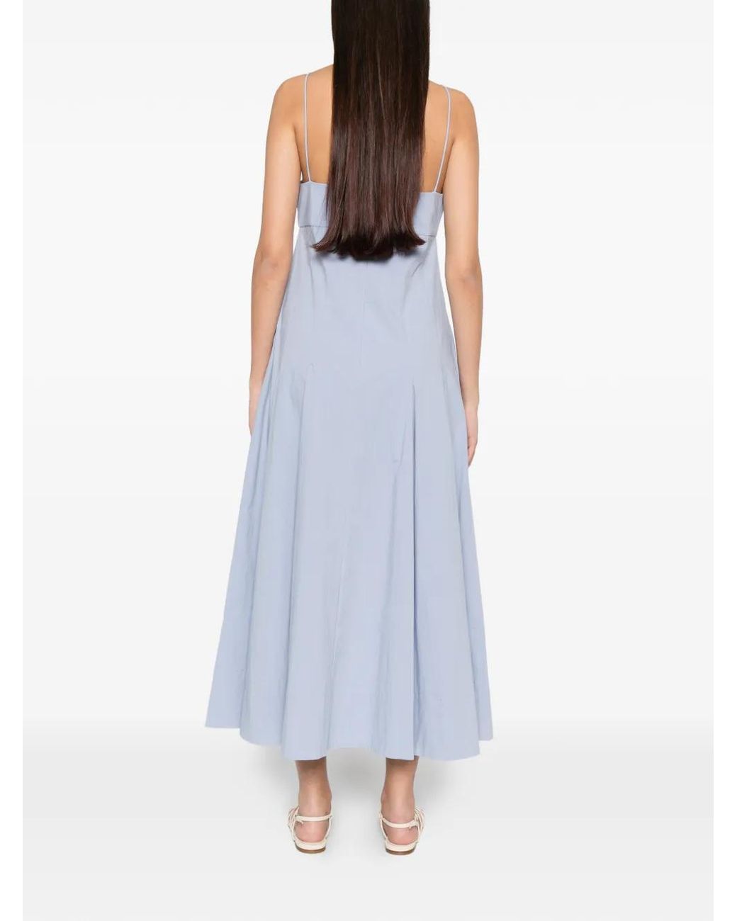 St. Agni White Pleated Cotton Dress
