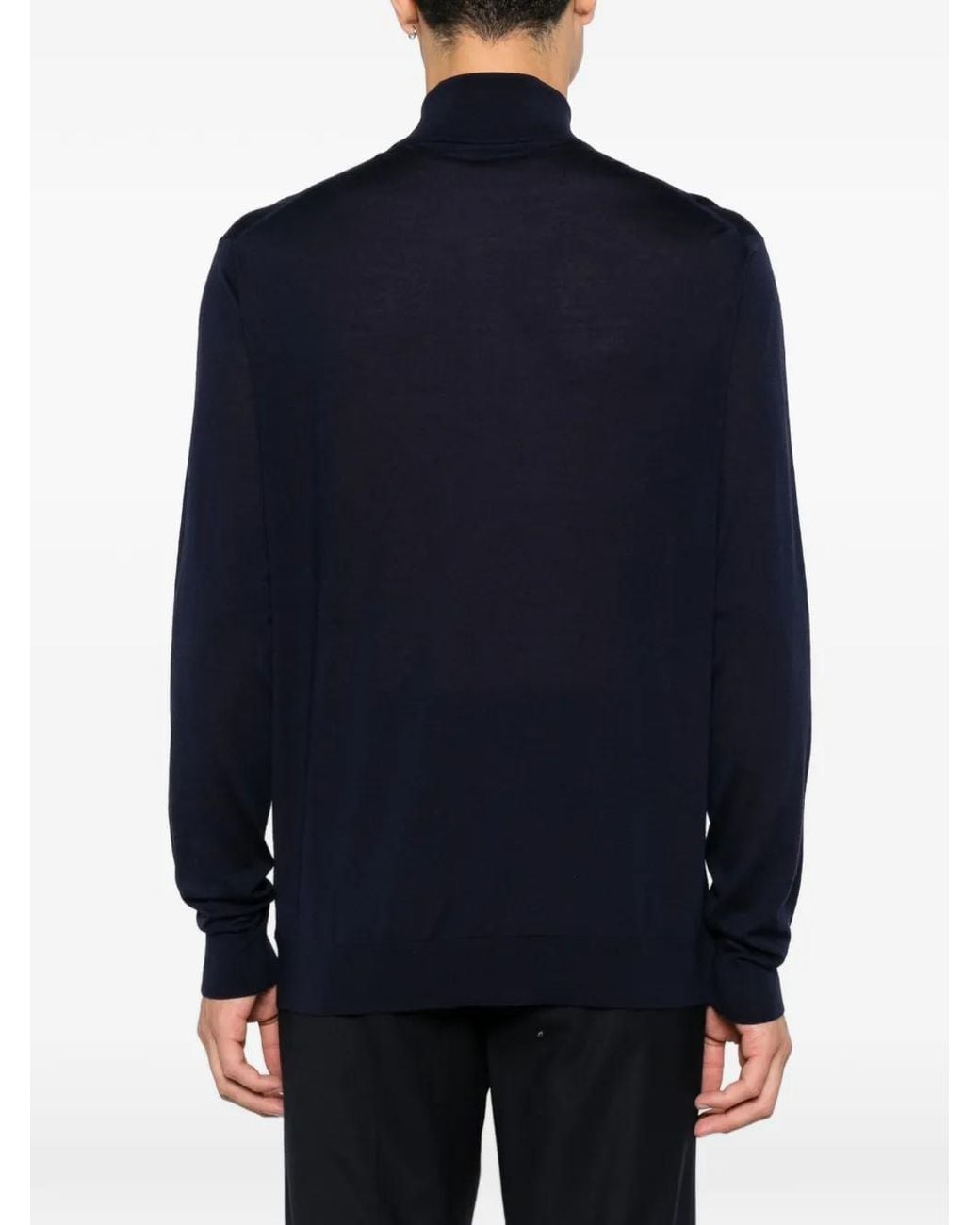 Kiton Blue Quarter-Zip Mock-Neck Sweater for men