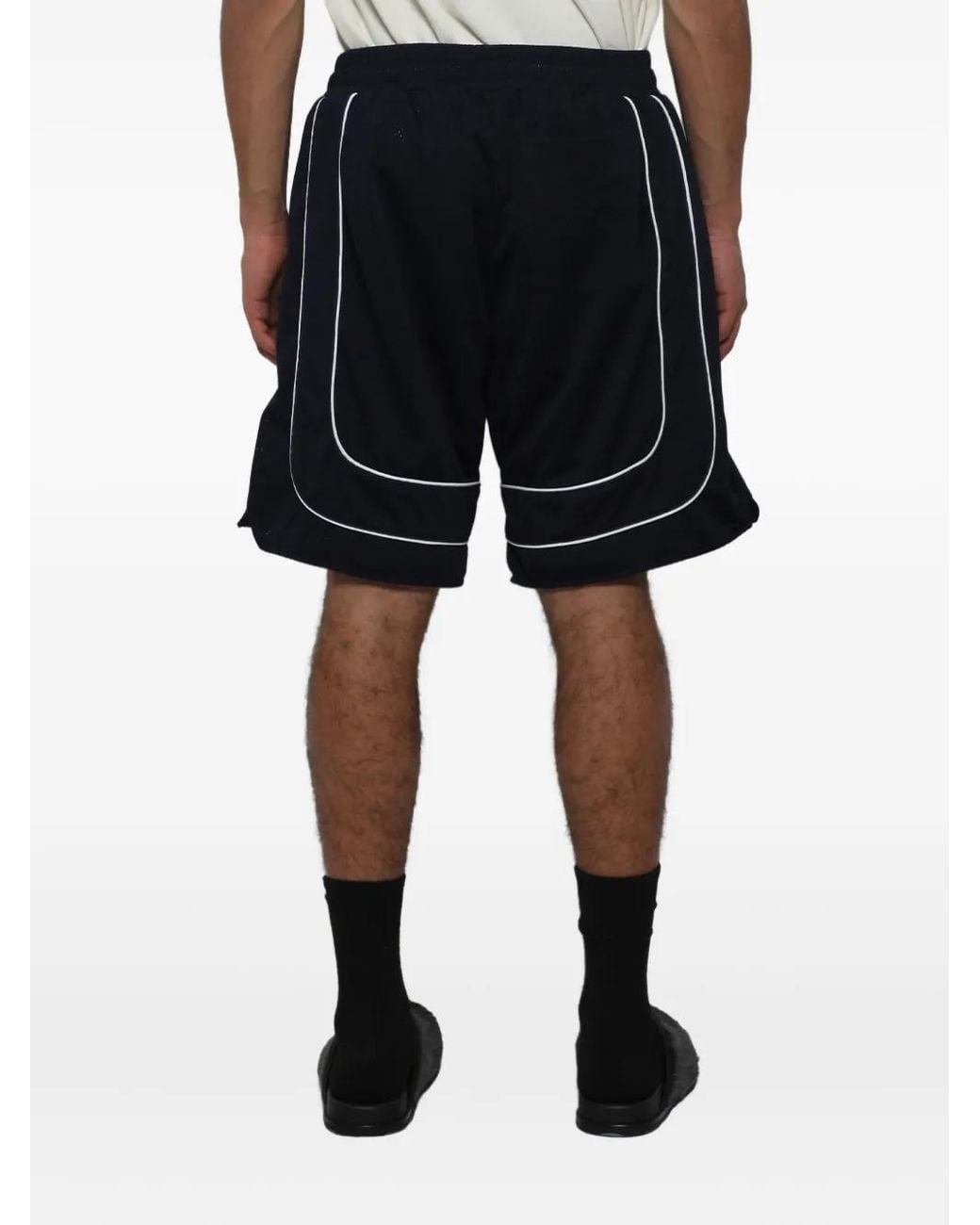 Rhude Black Collegiate Logo-Print Mesh Shorts for men