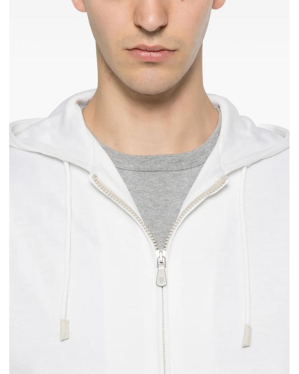Eleventy White Sleeveless Zip-Up Hoodie for men