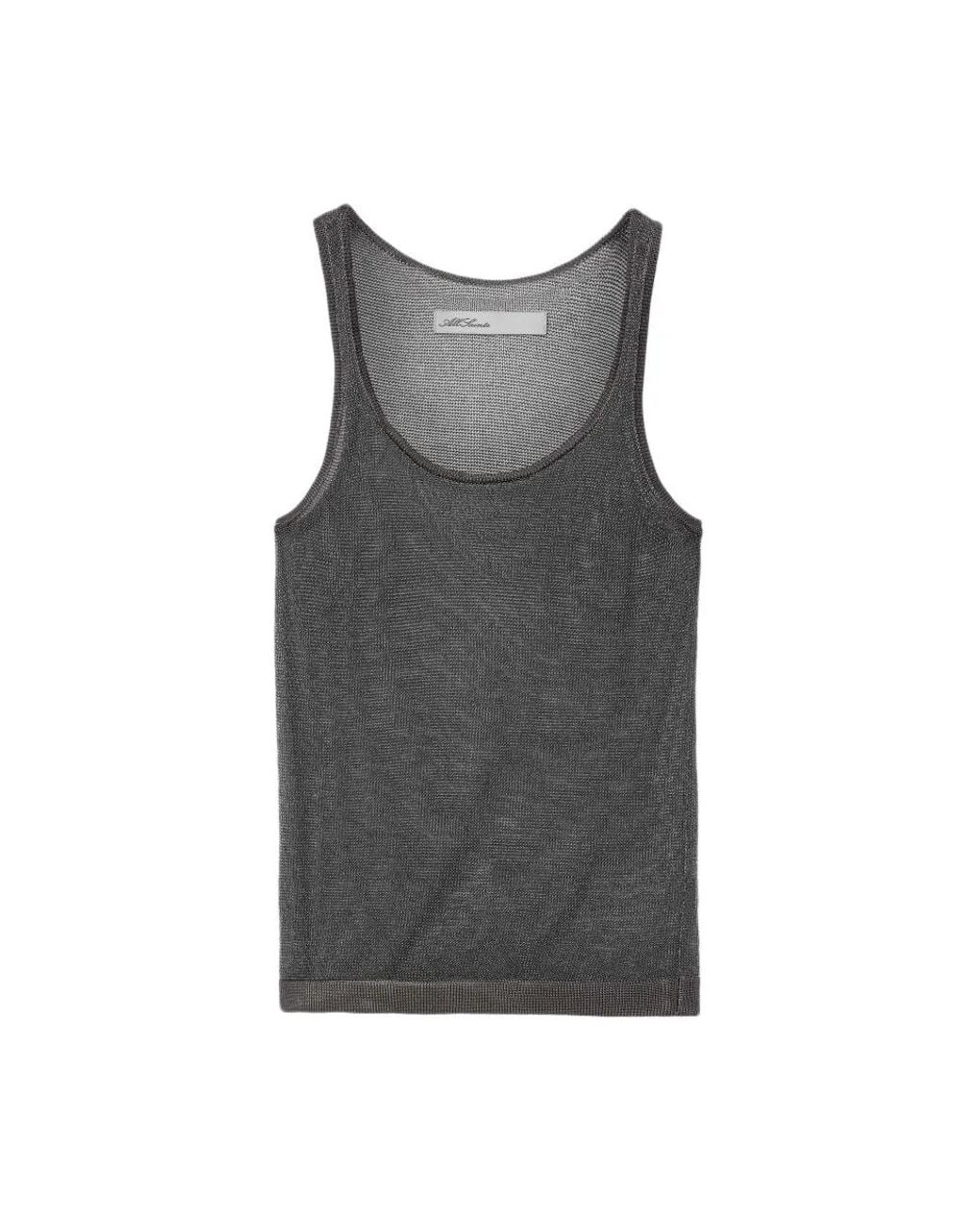AllSaints Black Silvi Fitted Metallic Vest