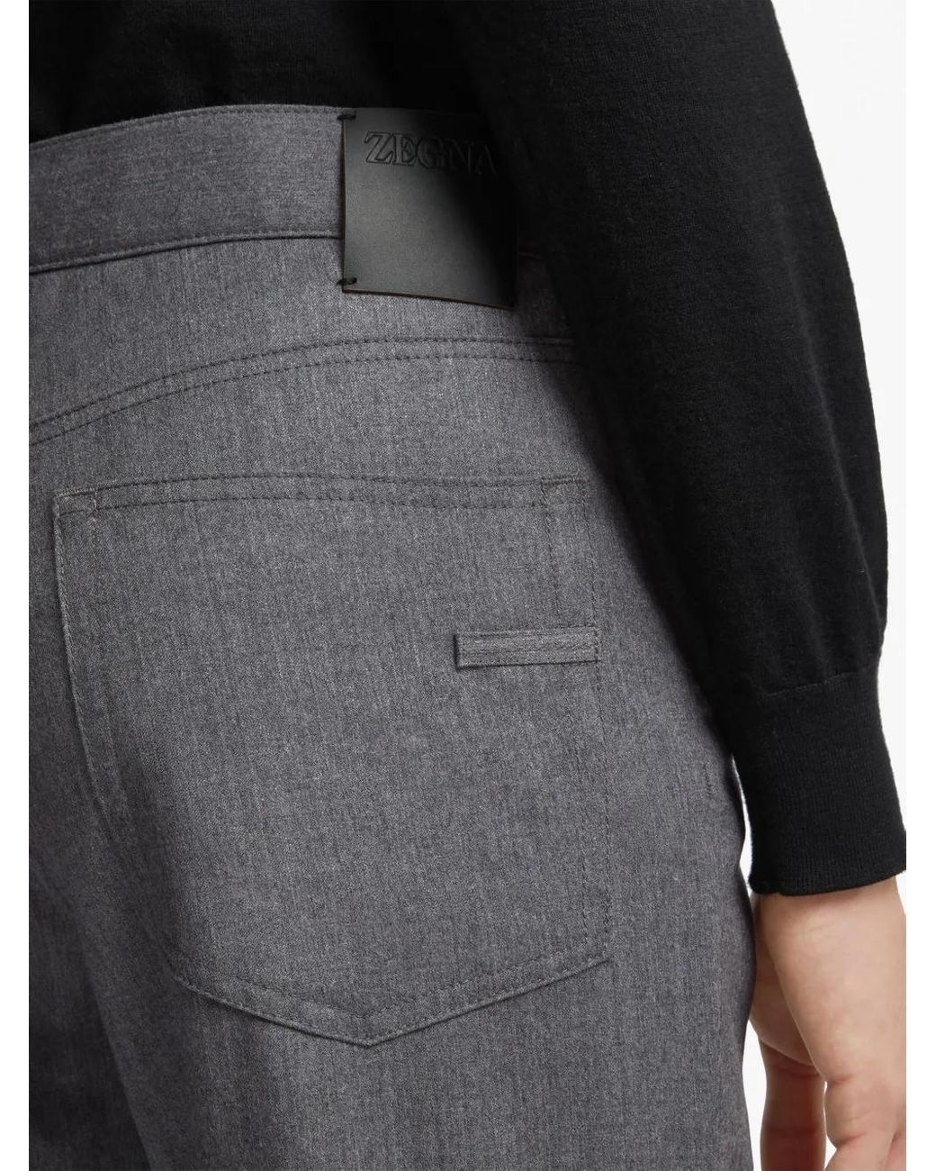Zegna Gray Roccia Stonewashed Wool Trousers for men