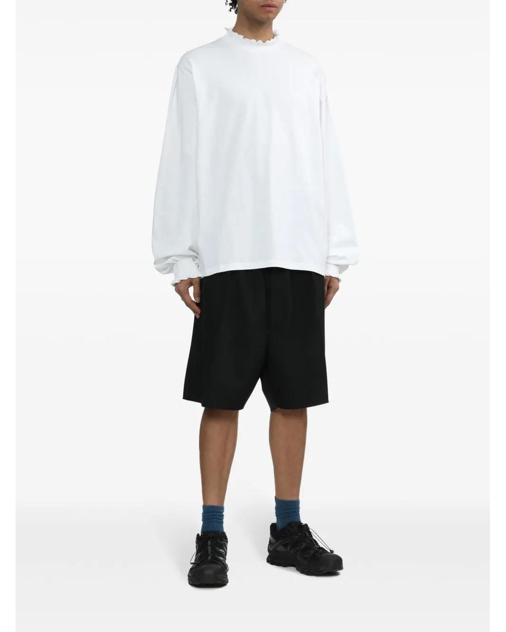 Random Identities White Ruffled Cotton Sweatshirt for men