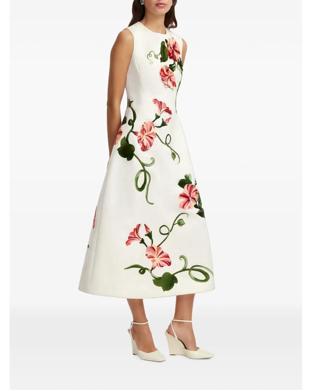LEO LIN White Cleo Floral Midi Dress