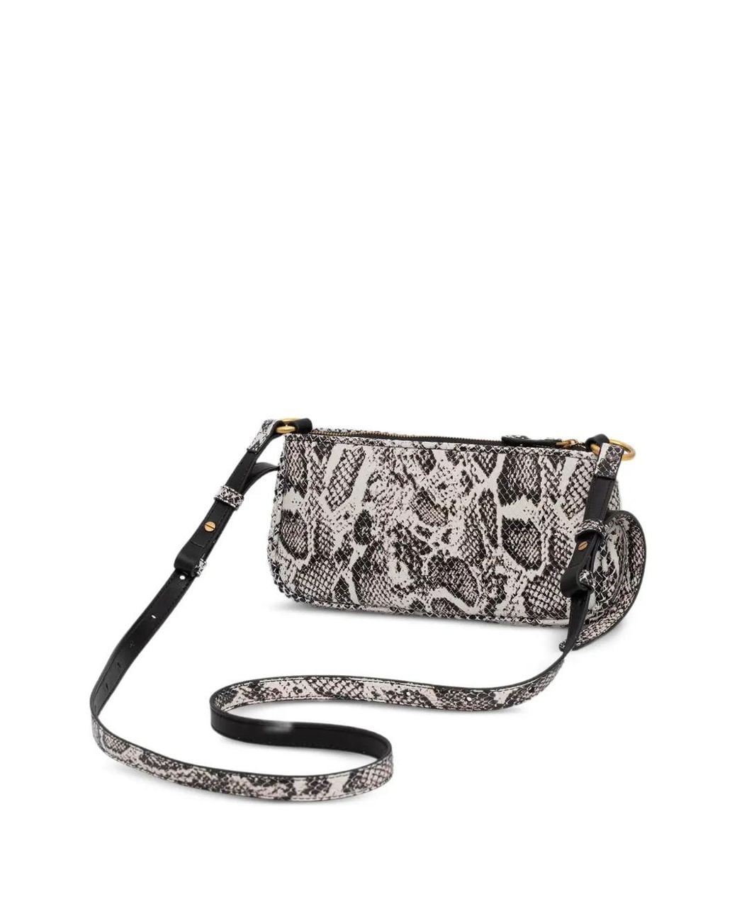 Pinko White Love Birds Snakeskin-Effect Shoulder Bag