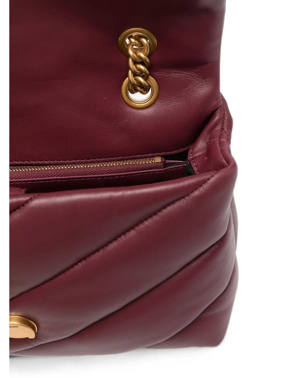 Pinko Purple Love Birds Quilted Shoulder Bag